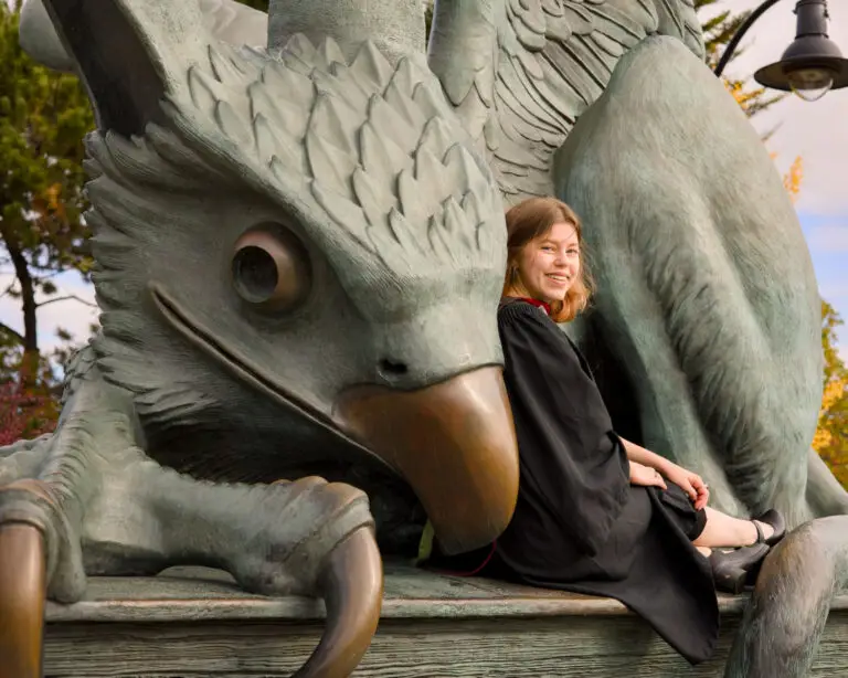 An individual graduate portrait taken during a group session